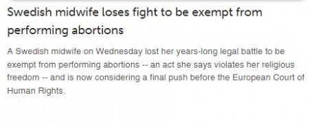 Swedish midwife loses fight to be exempt from performing abortions