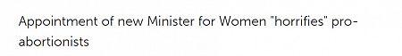 Appointment of new Minister for Women 