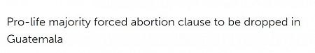 Pro-life majority forced abortion clause to be dropped in Guatemala