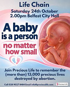 LIFE CHAIN event (2pm on 24th October 2026) at Belfast City Hall