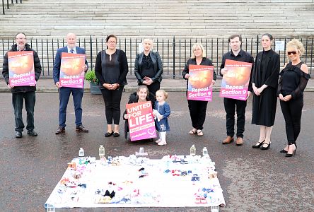 Precious Life mark first anniversary of Westminster abortion law with 'baby shoes memorial' at Stormont