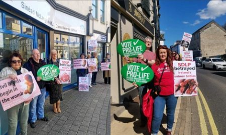 Derry Pro-Life People protest outside offices of SDLP and Sinn Fein