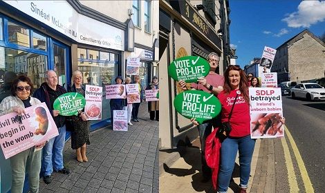 Derry Pro-Life People protest outside offices of SDLP and Sinn Fein