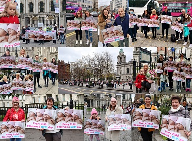 Pro-Lifers encircle Belfast City Hall at LIFE CHAIN event